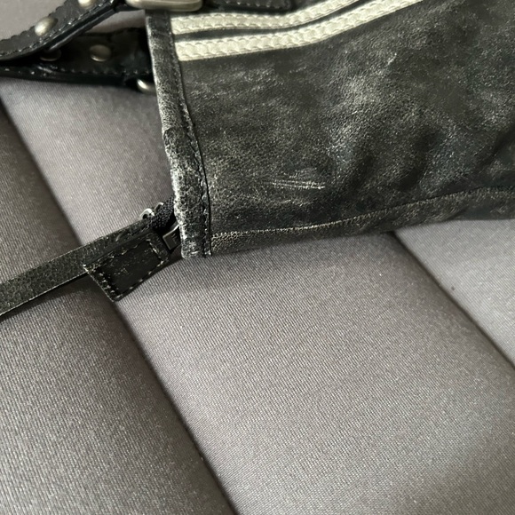 Vintage HARLEY DAVIDSON Black Leather Logo Tote / Messenger Bag / Purse - Picture 8 of 9